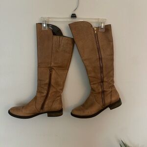 Tall Brown Genuine Leather Boots